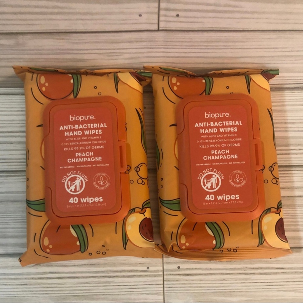 Peach Champagne Anti-Bacterial Hand Wipes - Orange (40 Count)